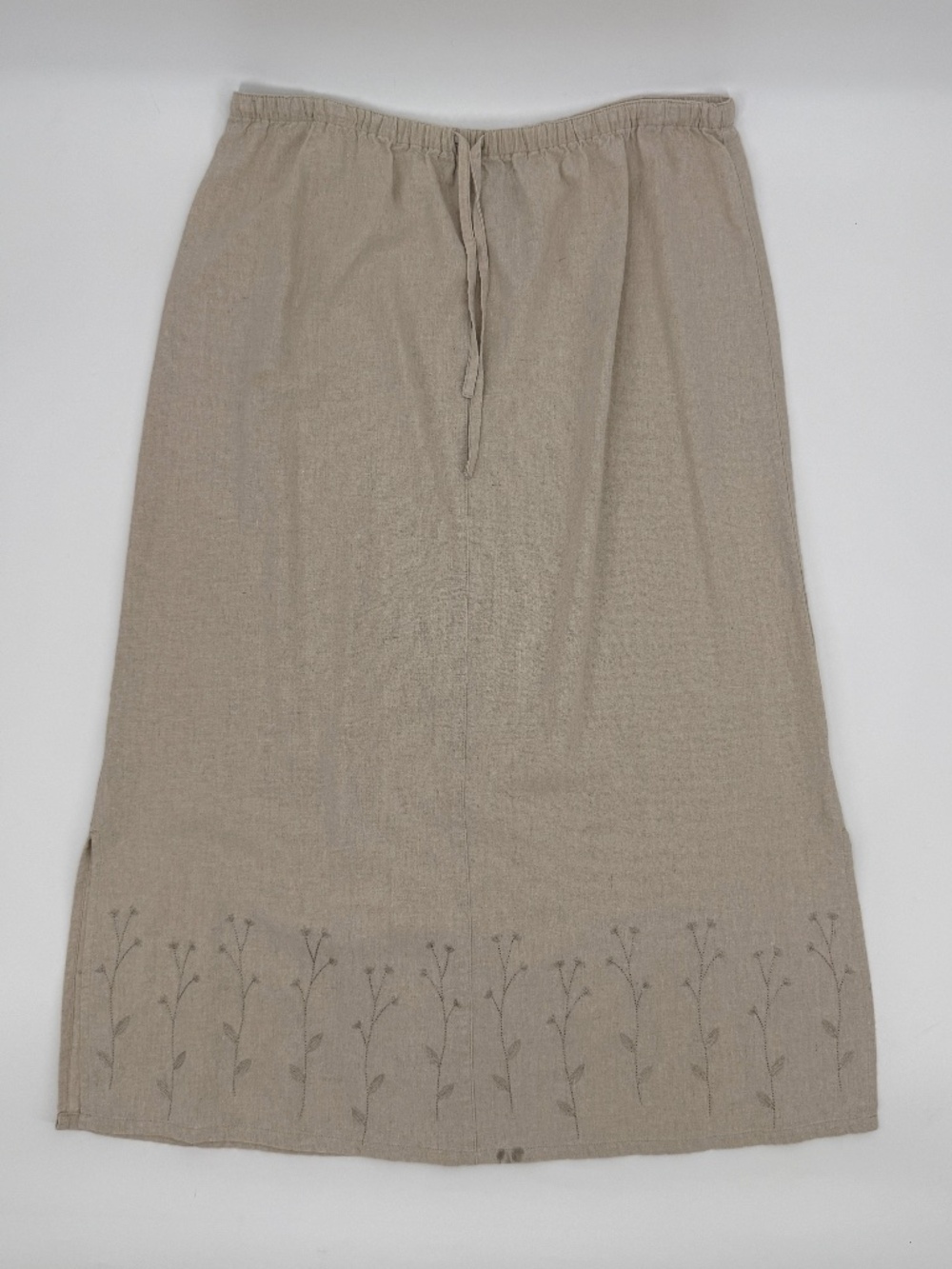 Van Heusen Linen Blend Midi Skirt Floral Embroidery Grandma Cottagecore Women L